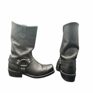 Double H 4008 Men’s Black Harness Boots USA Made 10” Leather Size 9